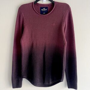 Hollister Long Sleeve Sweater Top Mens Size XS Burgundy Red Ombre Pullover Top
